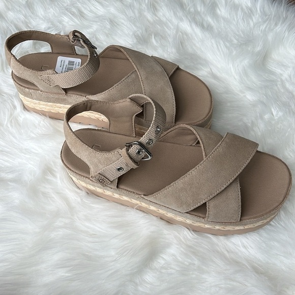 🆕 UGG Womens Aubrey Ankle Strap
Platform Sandal Shoes Sand Color Size 9.5 - Picture 14 of 15